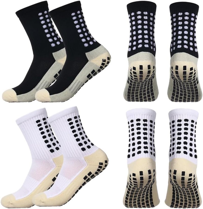 BUKEORE Store 4/6 Pairs Grip Soccer Socks Anti Slip Non Slip Men's Athletic Socks for Football Basketball Sports - Image 1